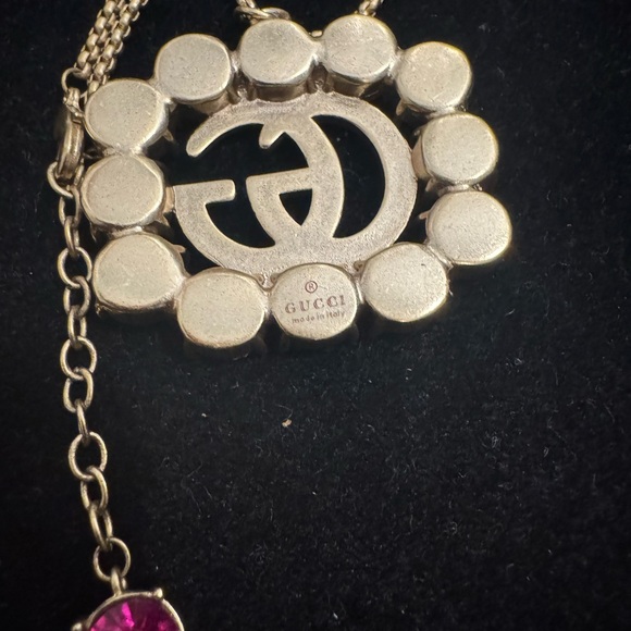 Gucci Gold GG Marmont Necklace with Pink Gemstones - Picture 8 of 8